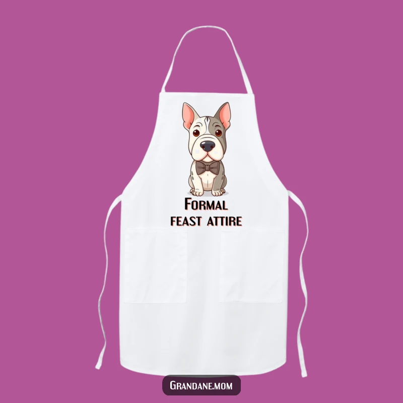 Funny Distinguished Grand Dane Bow Tie Chef Apron - Humorous Kitchen Gift for Dog Lovers