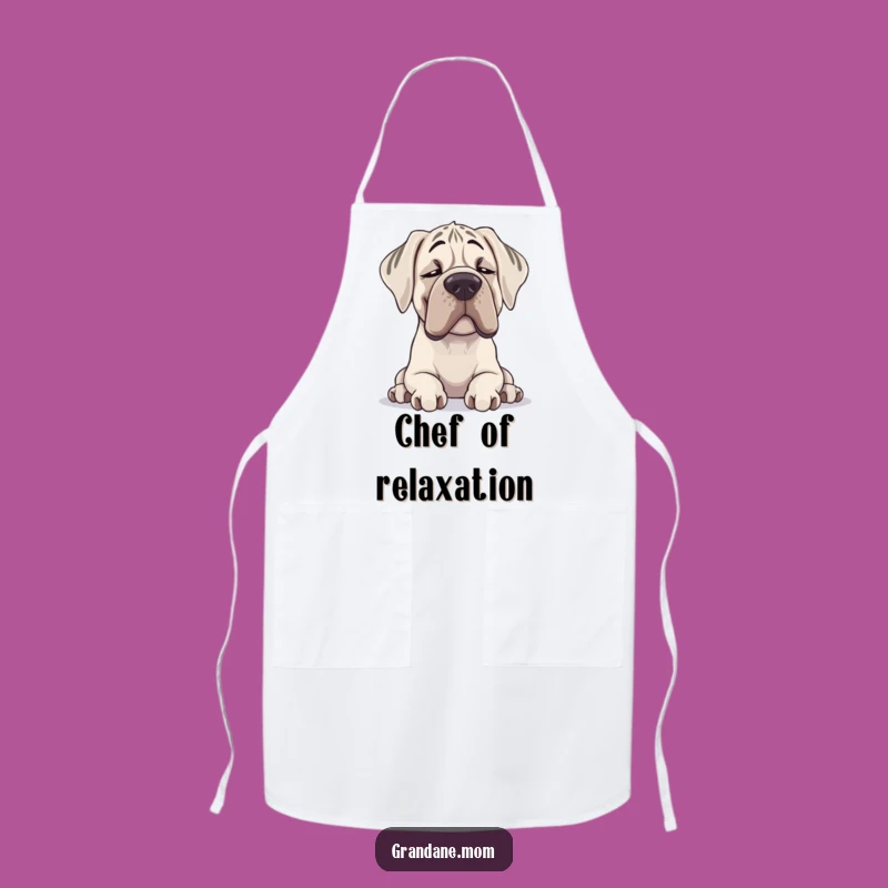 Funny Grand Dane Apron: Contented Sighing Chef Dog, Kitchen Gift for Dane Fans