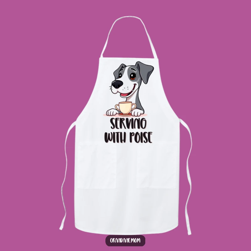 Funny Great Dane Teacup Balance Apron: Cook with Canine Comedy