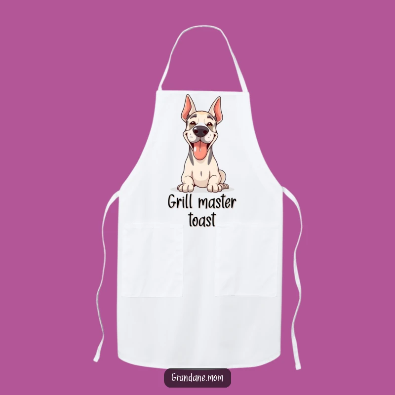 Funny Grand Dane Apron: Happy Panting Chef Dog, Kitchen Fun Gift