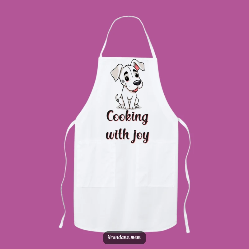 Joyful Funny Happy Grand Dane Floppy Ears Kitchen Apron - Humorous Cooking Gift