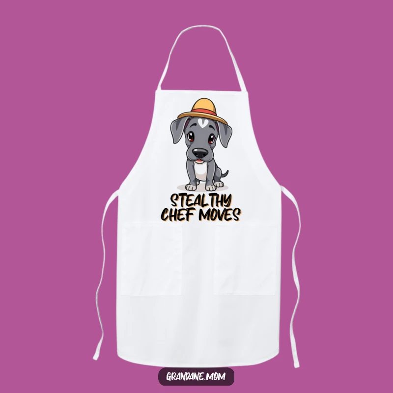 Funny Kawaii Great Dane Apron: Elegant Hatted Dog Tiptoes, Practical Funny Gift