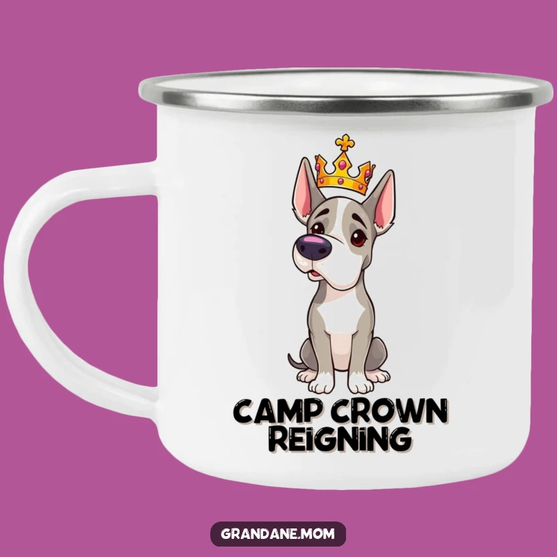 Funny Grand Dane Crown Camping Mug: Majestic Dog Cup, Royal Outdoor Gift