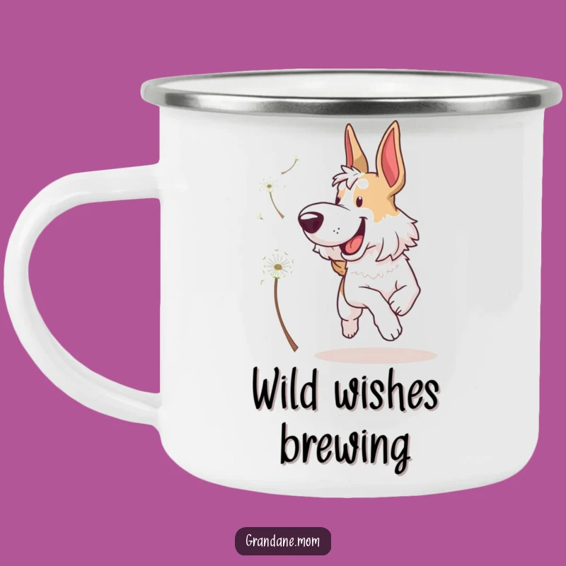 Funny Grand Dane Dandelion Camping Mug - Adventure Dog Art