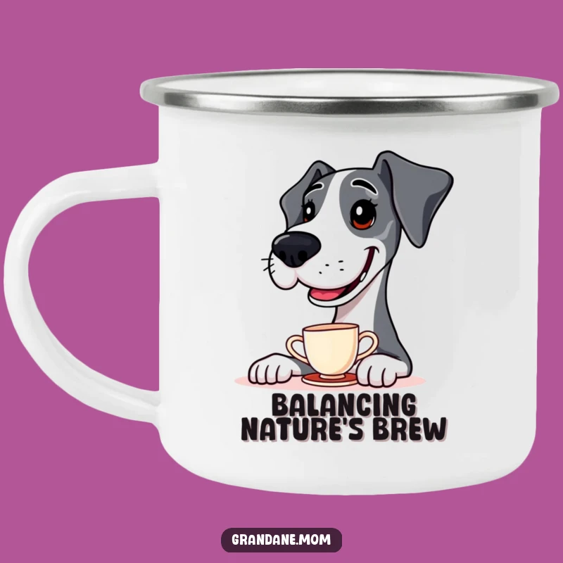 Funny Great Dane Teacup Balance Camping Mug: Adventure & Humor Combined