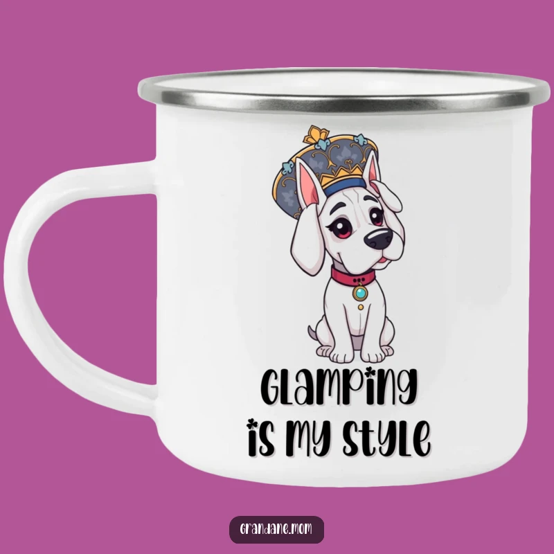 Funny Grand Dane Hat Camping Mug: Elegant Dog Enamel Cup, Quirky Funny Gift