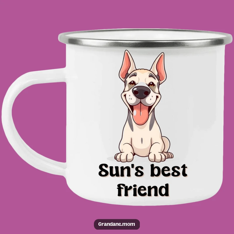 Durable Grand Dane Camping Mug: Funny Sunny Panting Dog for Outdoors