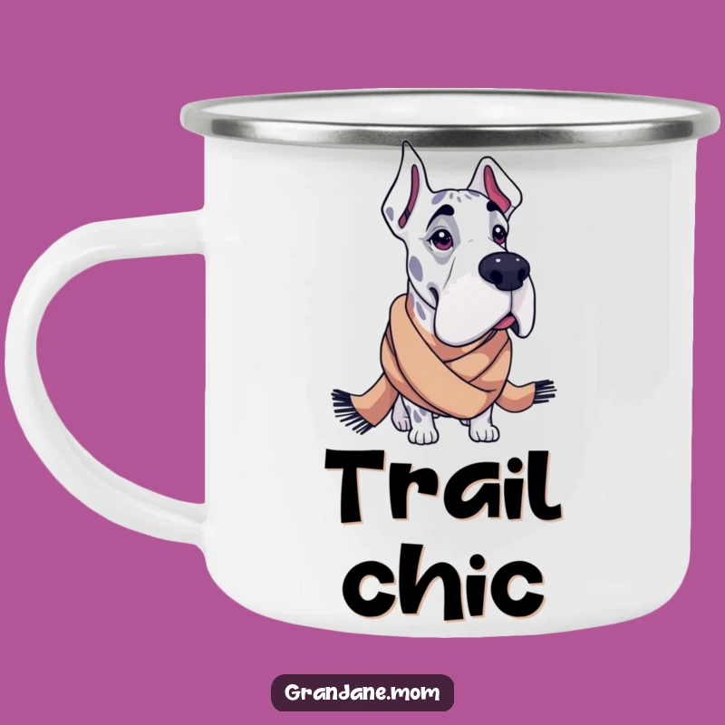 Funny Grand Dane Camping Mug: Fashionable Scarf, Chic Outdoor Dog Gift