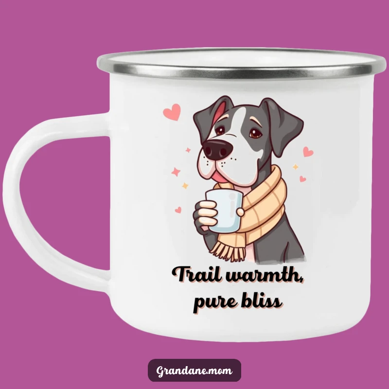 Funny Great Dane Camping Mug: Cozy Scarf Drinkware, Hilarious Outdoor Gift for Dog Lovers