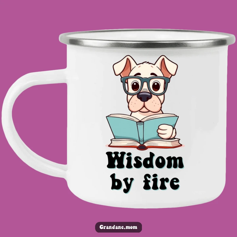 Funny Grand Dane Reader Camping Mug: Intellectual Pup Outdoor Brew - A Perfect Funny Gift!