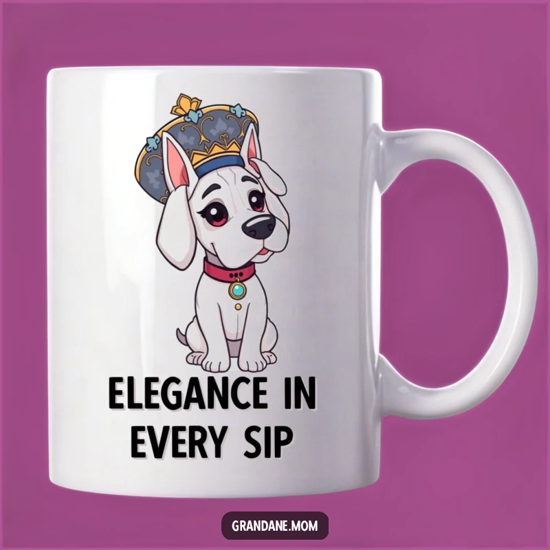 Funny Grand Dane Hat Mug: Elegant Dog in Fancy Headwear, Perfect Funny Gift
