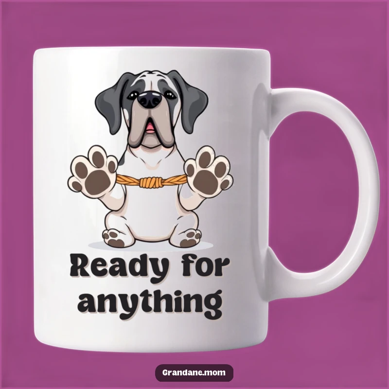 Funny Grand Dane Mug: Tug-of-War Ready, Playful Dog Lover Gift, Perfect for a Game