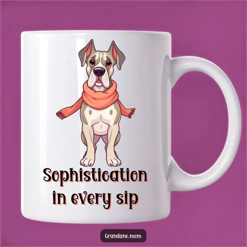 Funny Grand Dane Style Mug: Elegant Scarf Dog Gift for Fashion