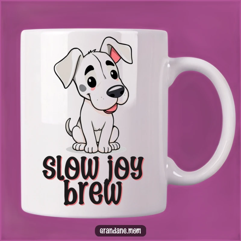 Funny Happy Grand Dane Floppy Ears Mug - Slow Wagging Tail Humor Gift for Dog Lovers