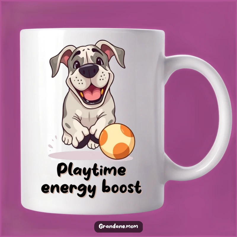 Funny Playful Grand Dane Mug: Chasing Ball Fun Gift for Energetic Dog Lovers