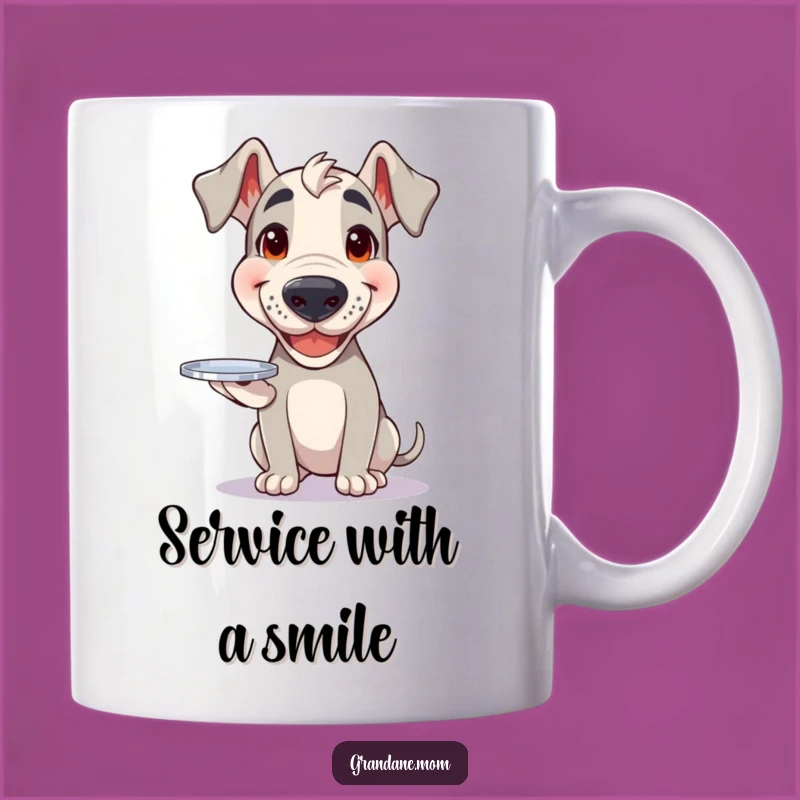 Funny Grand Dane Tray Mug: Happy Dog Serving, Cheerful Coffee Gift