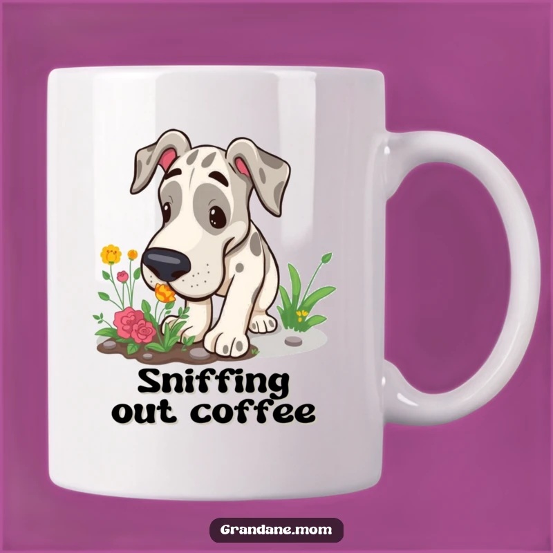Funny Grand Dane Mug: Garden Snuffler, Curious Dog Lover Gift, Perfect for Digging In