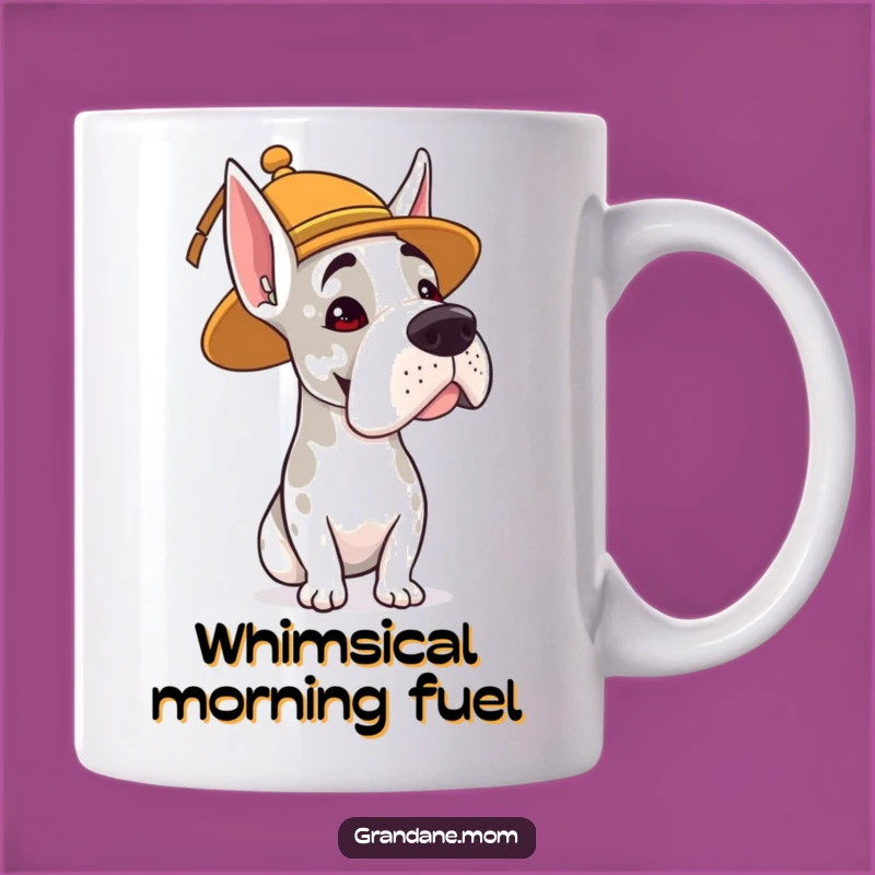 Funny Whimsical Grand Dane Hat Mug - Gentle Nod Humor Gift for Dog Lovers
