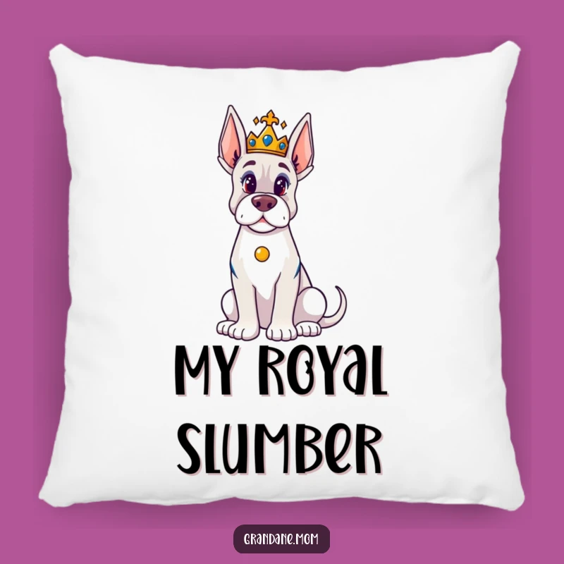 Cozy Funny Majestic Grand Dane Pillow: Crowned King Comfort Decorative Pillow