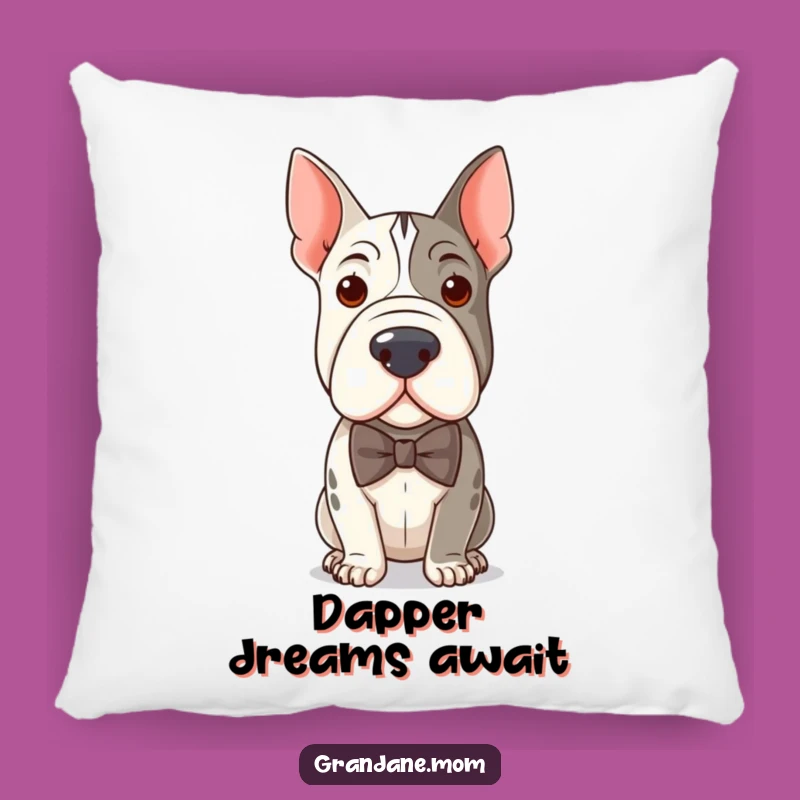 Comfy Funny Distinguished Grand Dane Bow Tie Pillow - Cozy Humorous Home Decor Gift