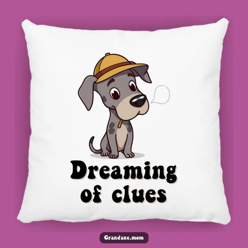 Funny Great Dane Detective Pillow: Cozy Comfort for Puzzled Pup Fans, Perfect Gift