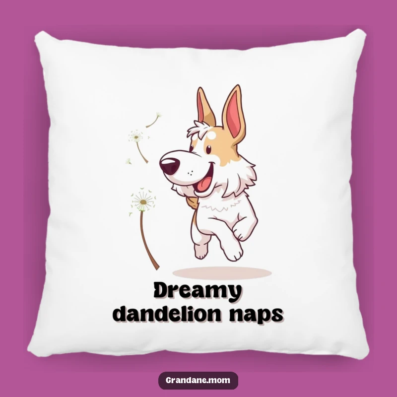 Funny Grand Dane Dandelion Pillow - Comfy Dog Lover Decor