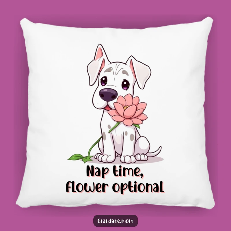 Funny Grand Dane Flower Pillow: Cozy Gentle Dog Cushion, Charming Funny Gift