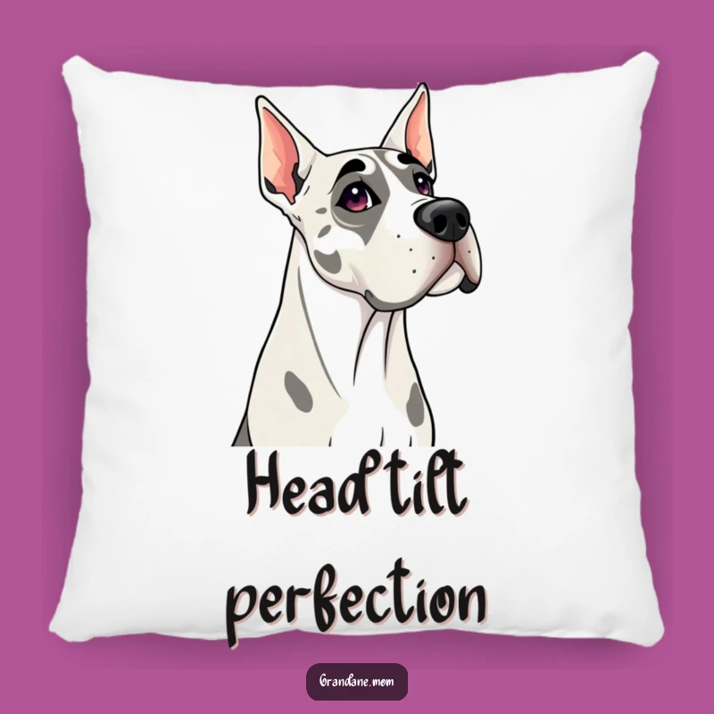Funny Grand Dane Pillow: Curious Head Tilt Comfort, Adorable Funny Gift for Cozy Spaces