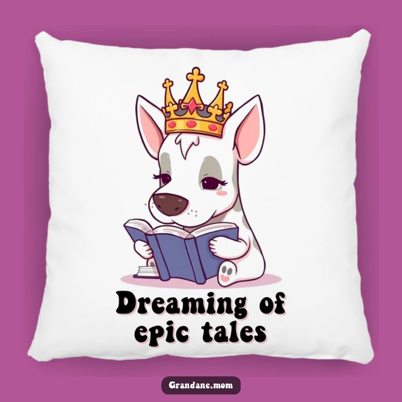Funny Grand Dane Royal Pillow: Cozy Crowned Reader Accent Gift