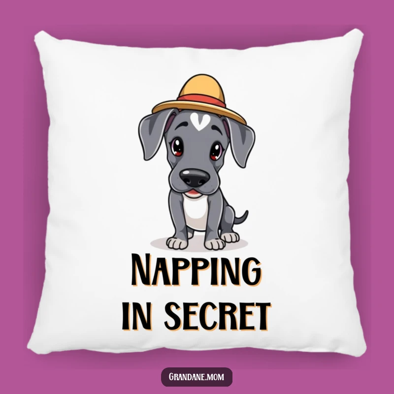 Funny Kawaii Great Dane Pillow: Elegant Hatted Dog Tiptoes, Soft Funny Gift