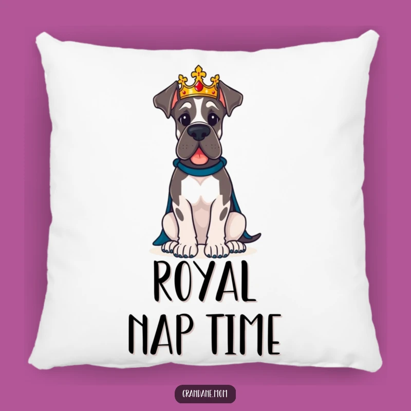 Funny Great Dane Crown Pillow: Cozy Comfort for Royal Danes