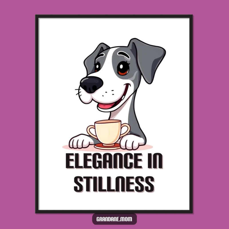 Funny Great Dane Teacup Balance Digital Art: Instant Joy for Dog Lovers