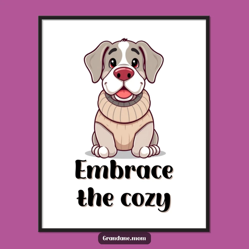 Funny Cozy Grand Dane Digital Art: Printable Warmth for Walls!