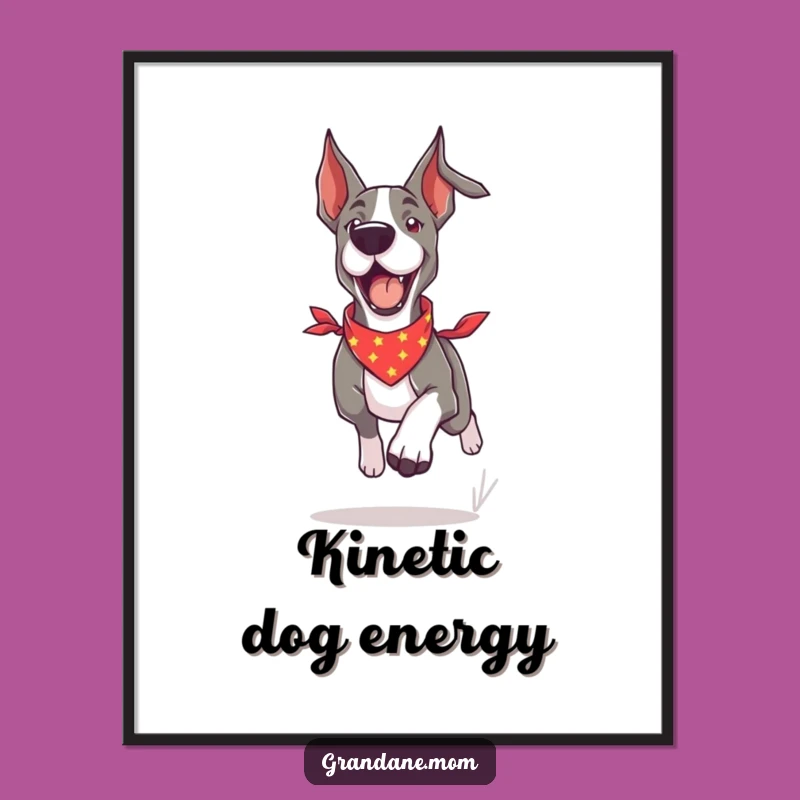 Funny Grand Dane Bandana Digital Art: Energetic Dog Print Gift