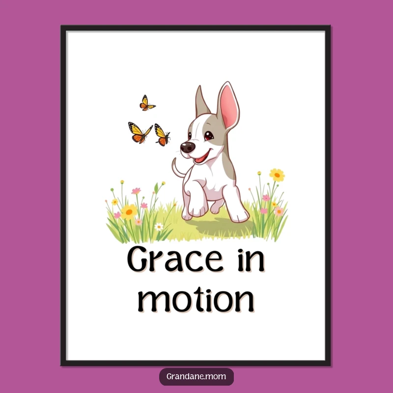 Funny Grand Dane Butterfly Digital Art: Printable Meadow Fun!