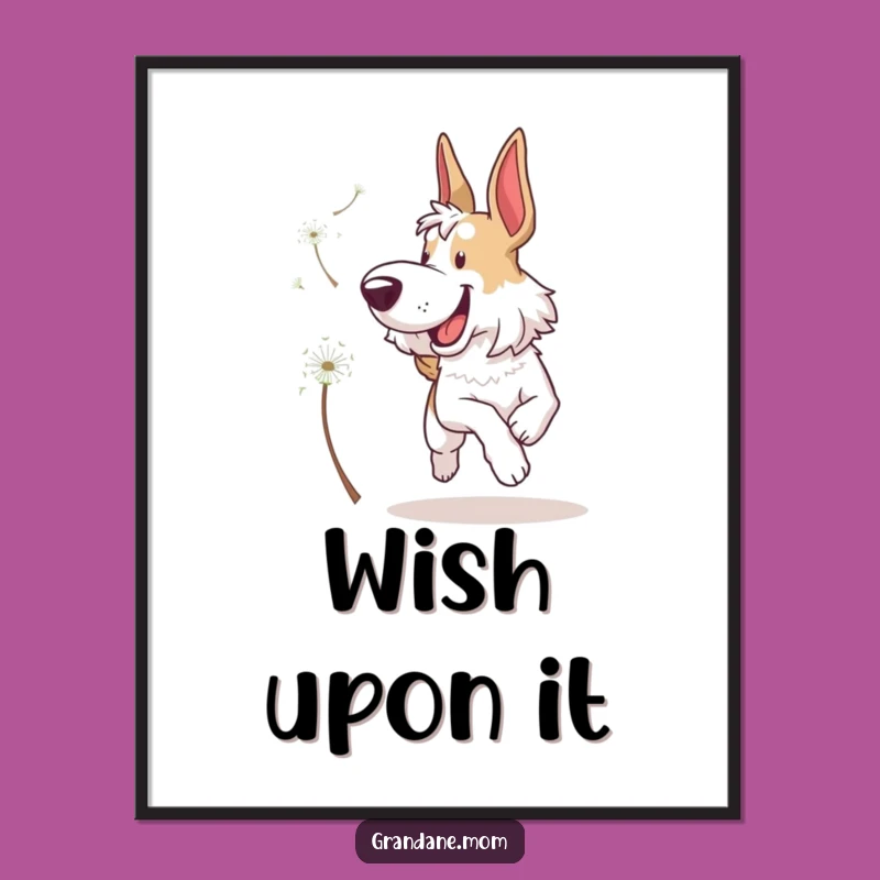 Funny Grand Dane Dandelion Digital Art - Instant Joyful Dog Download