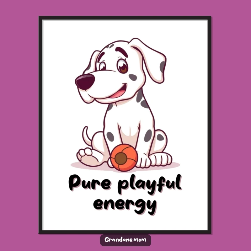 Funny Grand Dane Digital Art: Playful Bounce Portrait, Instant Fun Funny Gift