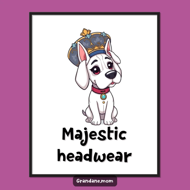 Funny Grand Dane Hat Digital Art: Elegant Dog Download, Sophisticated Funny Gift