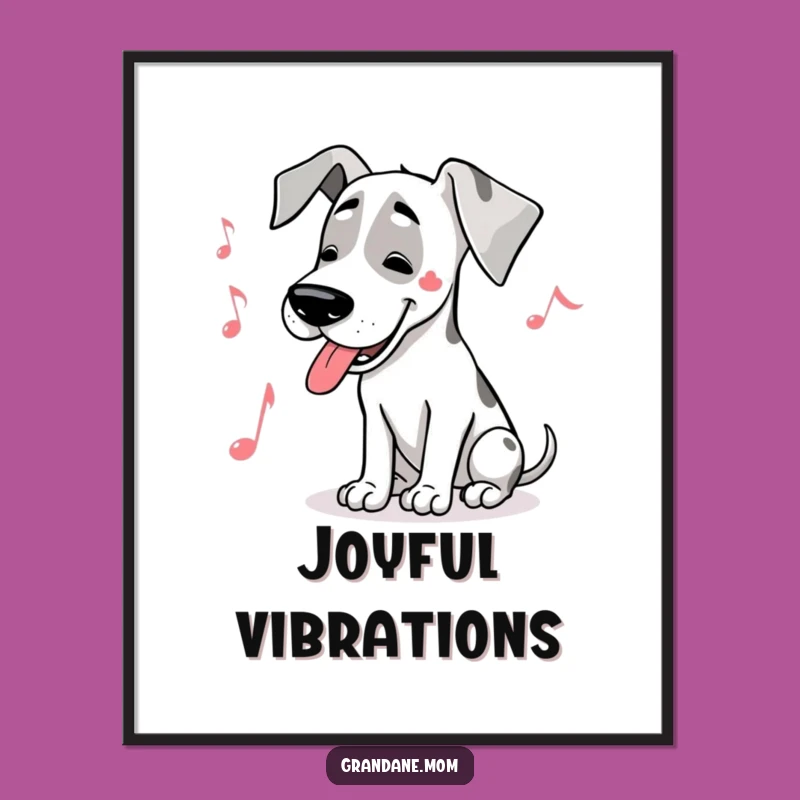 Funny Great Dane Musical Digital Art Print: A Hound's Harmonious Song, Unique Funny Gift