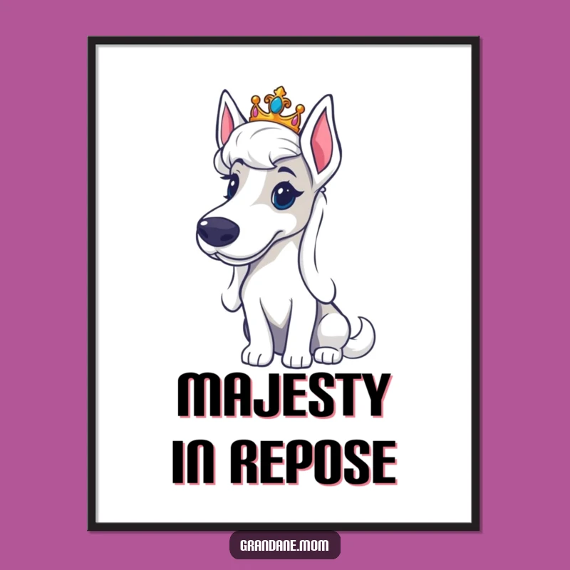 Funny Regal Grand Dane Tiara Digital Print: Instant Royal Download - Noble Wall Art Gift