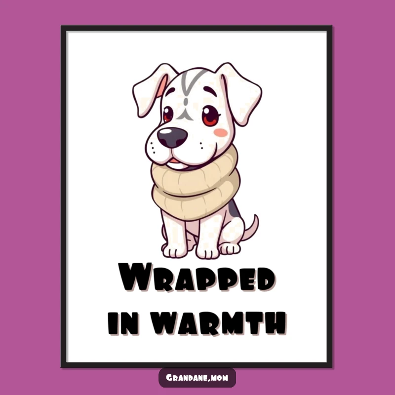 Funny Warm Grand Dane Digital Art Print: Cozy Dog Decor for Your Walls