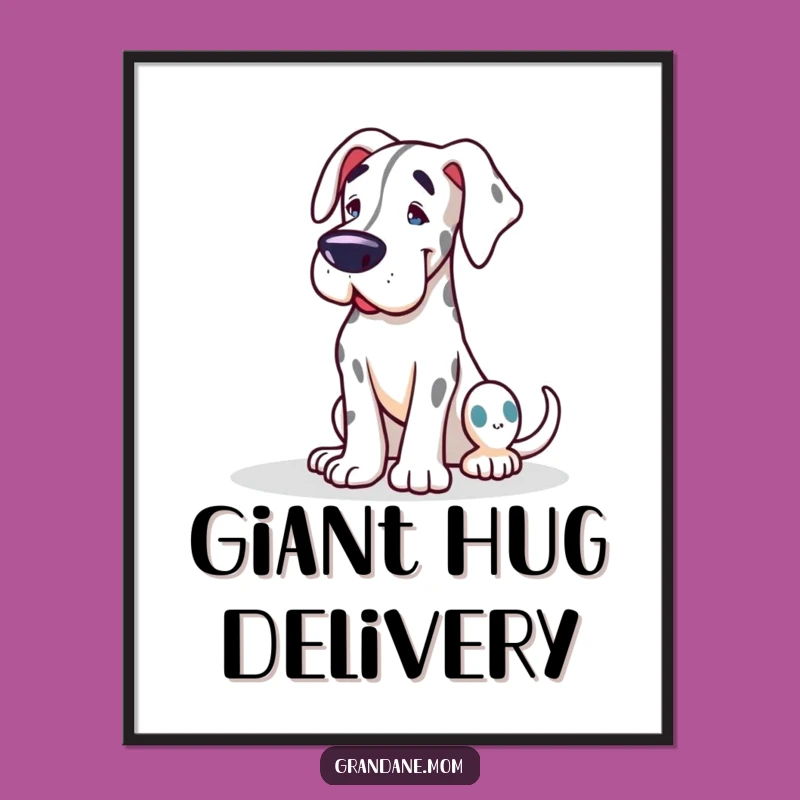 Funny Grand Dane Digital Art: Gentle Lean Wall Decor, Instant Funny Gift Download