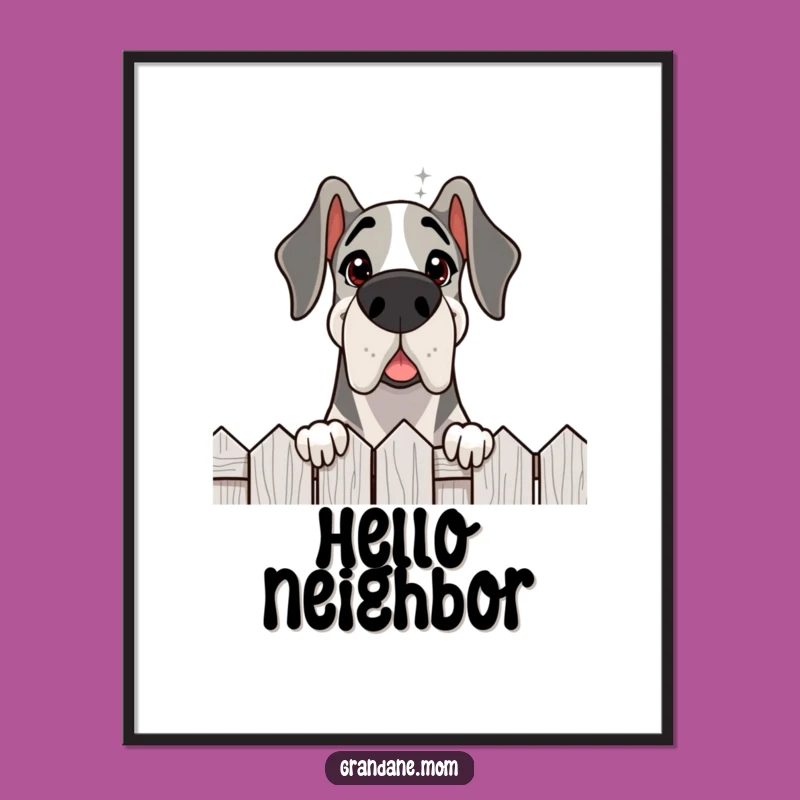 Funny Grand Dane Fence Peek Digital Art: Instant Curious Charm