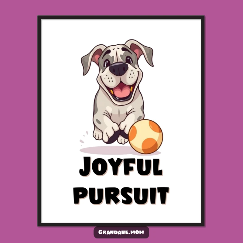 Printable Funny Playful Grand Dane Art: Chasing Ball Digital Download for Dog Lovers