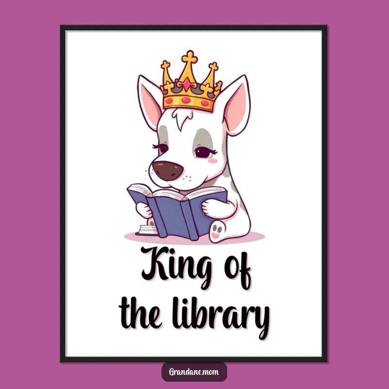 Funny Grand Dane King Art Print: Regal Dog Study Decor Gift