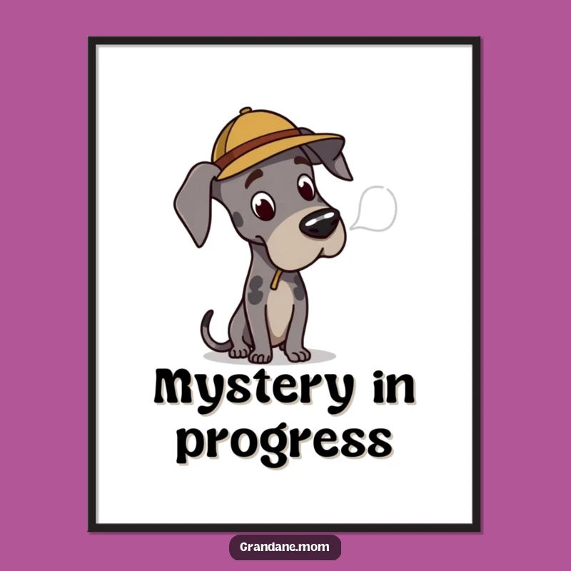 Funny Great Dane Detective Digital Art: Instant Mystery Decor, Perfect Gift Download