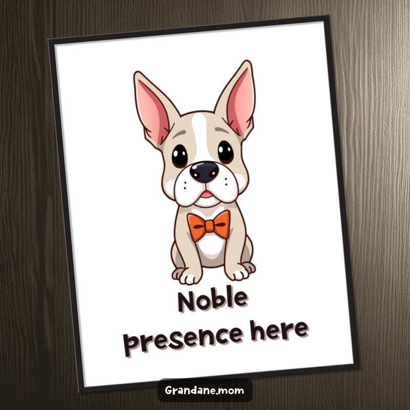 Funny Distinguished Dane Digital Print: A distinguished Grand Dane wearing an elegant bow tie, ready to grace your walls.