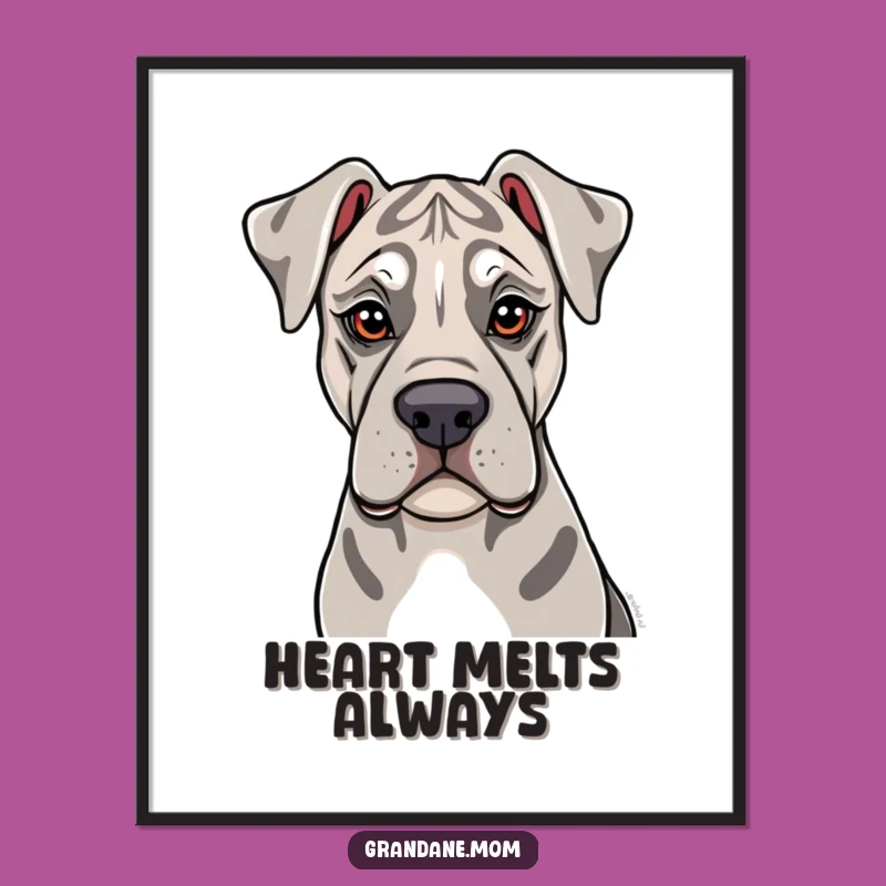 Printable Funny Soulful Grand Dane Art: Gentle Lick Digital Download for Dog Lovers