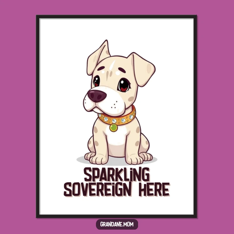 Funny Grand Dane Sparkling Collar Digital Art - Instant Royal Decor