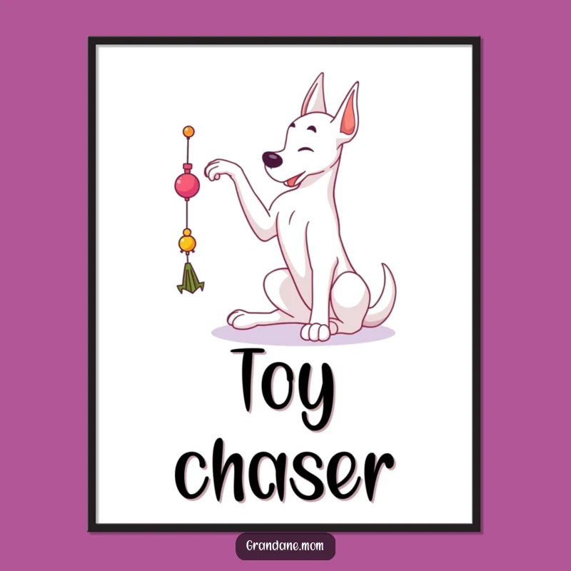 Funny Grand Dane Digital Art: Toy Reacher, Instant Playful Wall Decor Gift